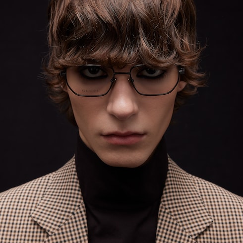 Rectangular optical frame - ruthenium-toned