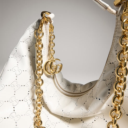 Lady Lunetta Chain medium shoulder bag - white GG leather