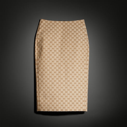 GG cotton canvas midi skirt - sand
