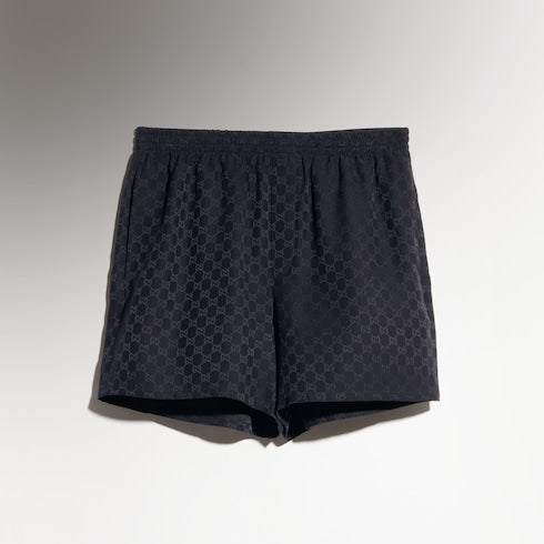 GG silk jacquard shorts - dark blue