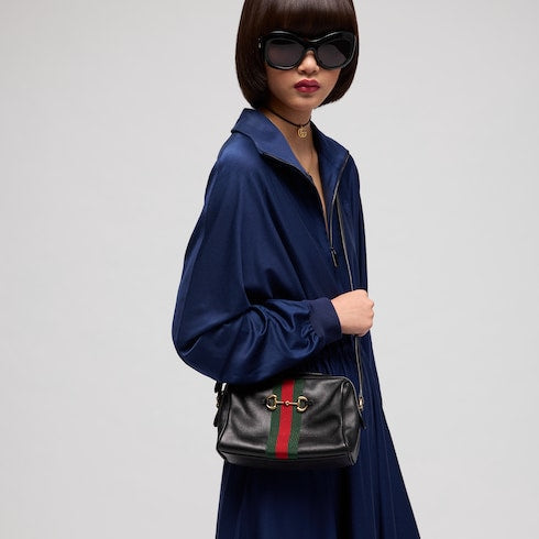 Gucci Horsebit Web small camera bag - black leather