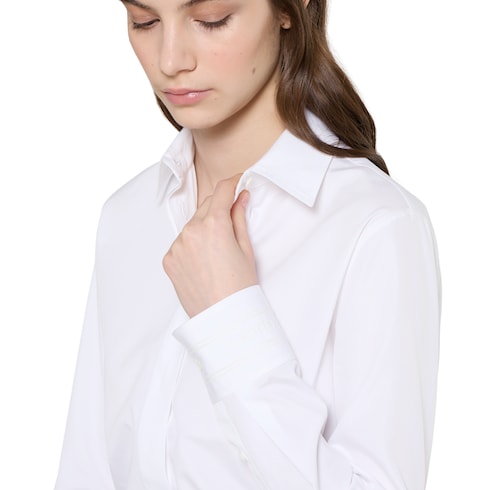 Cotton poplin shirt with embroidery - white