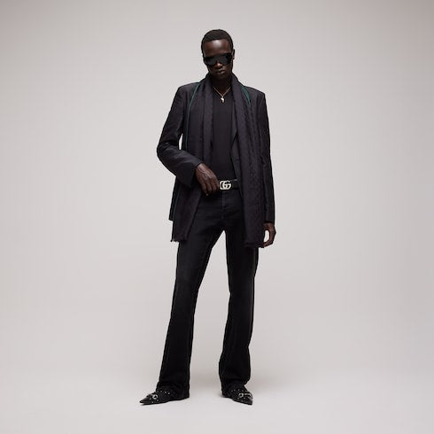 GG wool silk jacquard stole - black