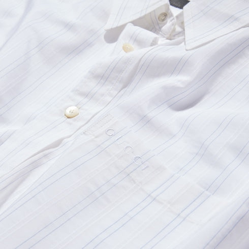 Striped technical cotton shirt - white