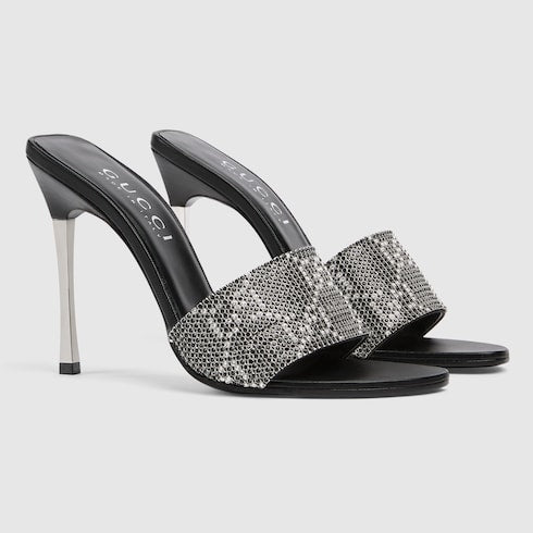 Women's crystal Bombshell slide sandal - black GG crystal