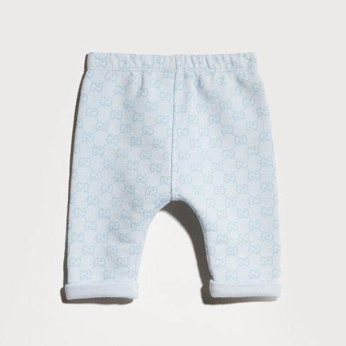Baby printed cotton pants - light blue