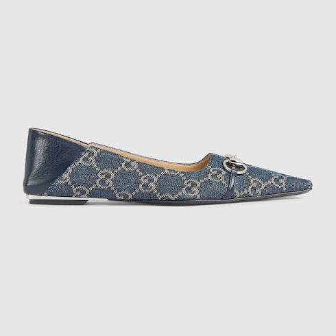 Women's Vittoria ballerina - dark blue GG denim