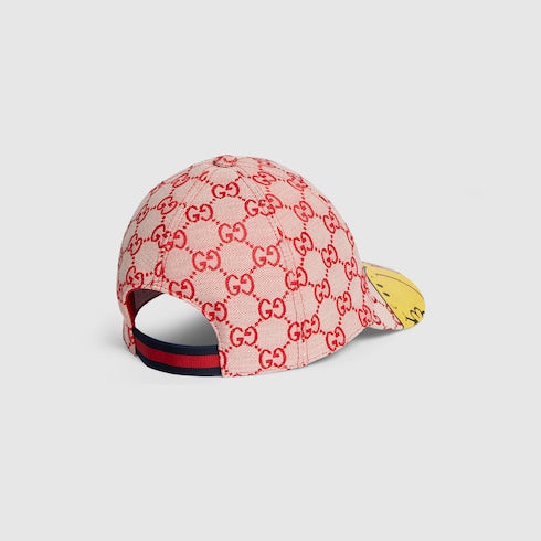 Children's GG canvas baseball cap - beige and red