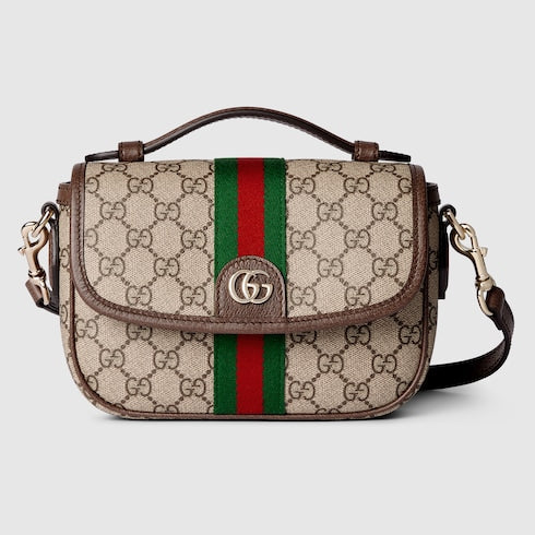 Ophidia small top handle bag - beige and brown GG fabric