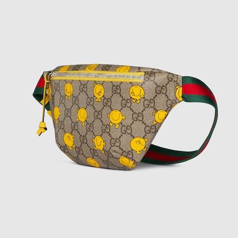 Children's belt bag with print - beige and brown GG Supreme