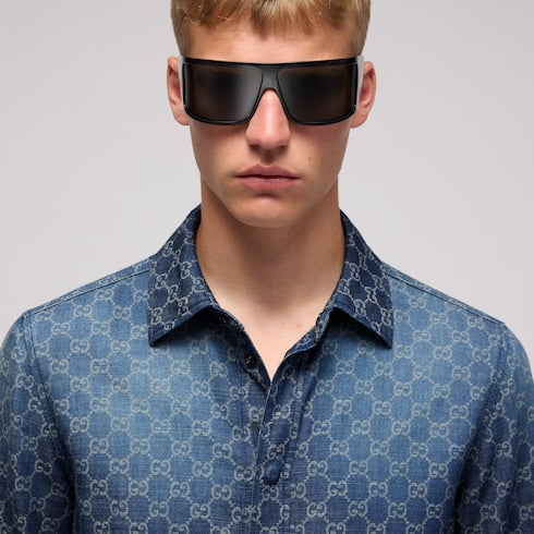 GG chambray cotton denim shirt - blue