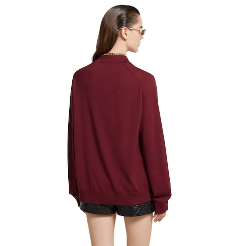 Extra fine wool polo top - rosso ancora red