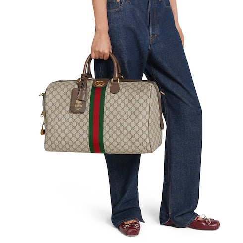 Gucci Savoy medium duffle bag - beige and dark brown fabric