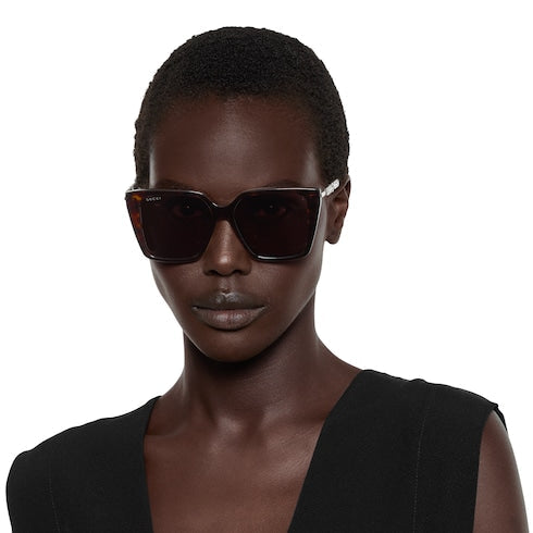 Square frame sunglasses - dark brown tortoiseshell