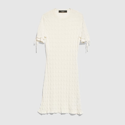 Braided cotton blend dress - white