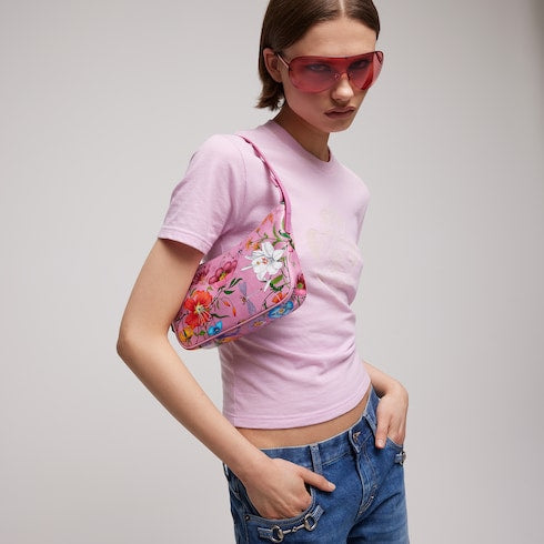 Lady Lunetta small shoulder bag - pink and multicolor canvas
