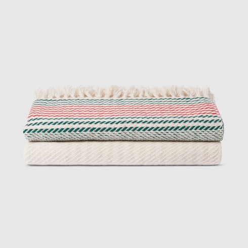 Cashmere jacquard blanket with Web - white