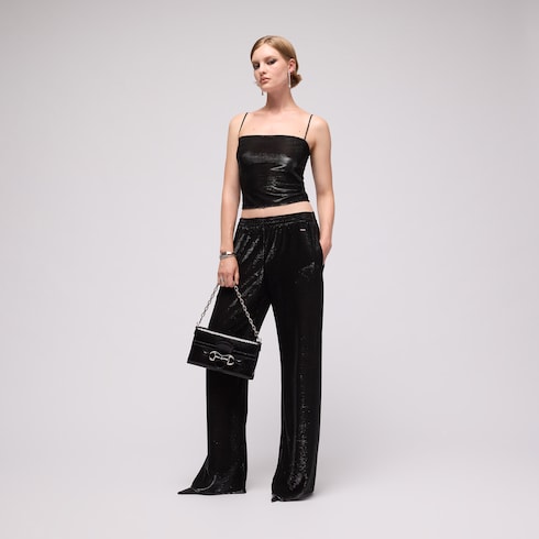 Jersey pants with iridescent effect - black