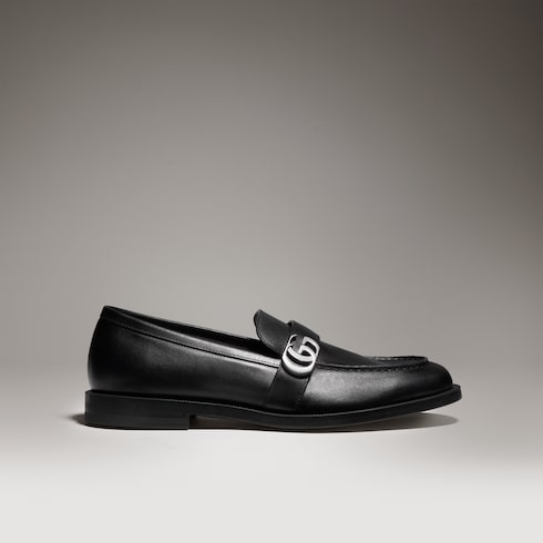 Men's loafer with Double G - black brushed leather