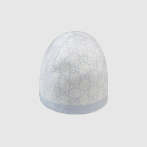 Baby GG pattern wool hat - Light Blue GG Wool