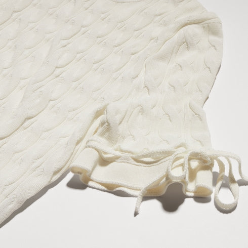 Braided cotton blend top - white