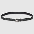 Reversible GG Marmont thin belt - black GG Supreme and black leather