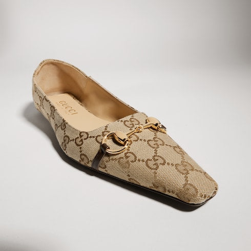 Women's Vittoria ballerina - sand and brown GG canvas