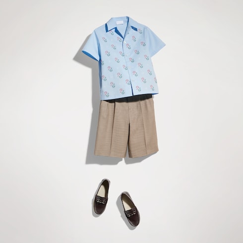 Children's chevron wool shorts - brown and cream