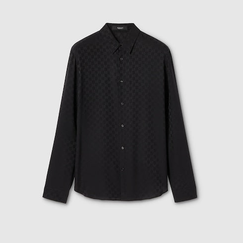 GG silk jacquard shirt - black