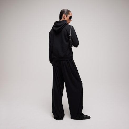 Cashmere jersey sweatshirt with embroidery - black