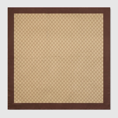 GG silk twill jacquard carré - brown and light brown