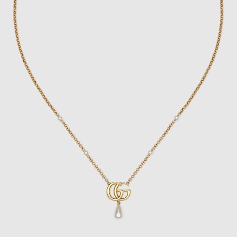 GG Marmont pendant necklace - yellow gold-toned metal