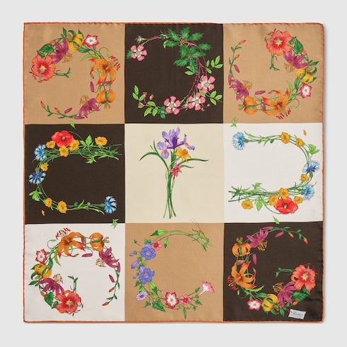 Printed silk twill bandana - multicolor