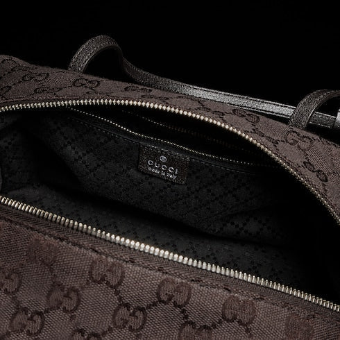 Gucci Melrose medium boston bag - dark brown GG canvas