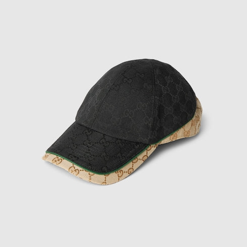 GG cotton canvas baseball hat - black and sand