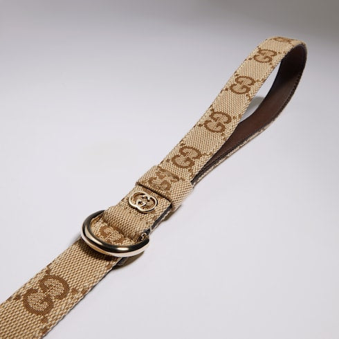 Small/medium pet leash - sand and brown GG canvas