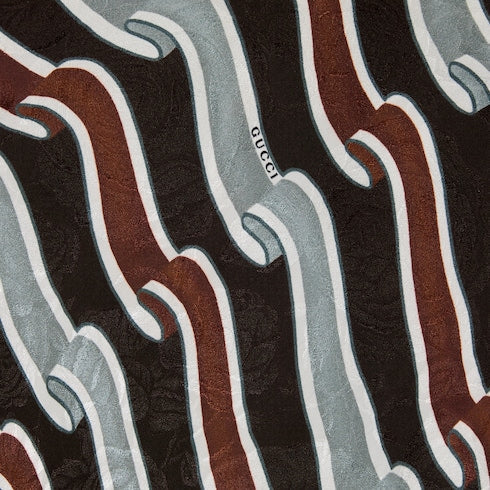 Printed silk twill shirt - grey and brown