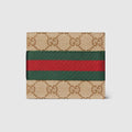 Bi-fold wallet with Web - sand and brown GG canvas