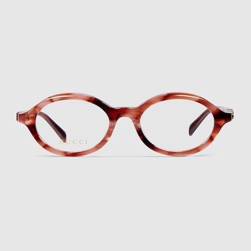 Oval optical frame - brown and pink