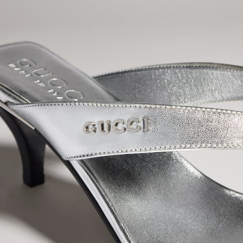 Women's Vittoria thong sandal - metallic silver leather
