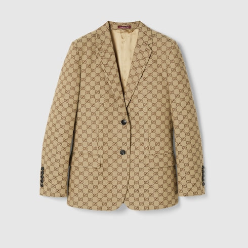 GG canvas jacket - camel and ebony