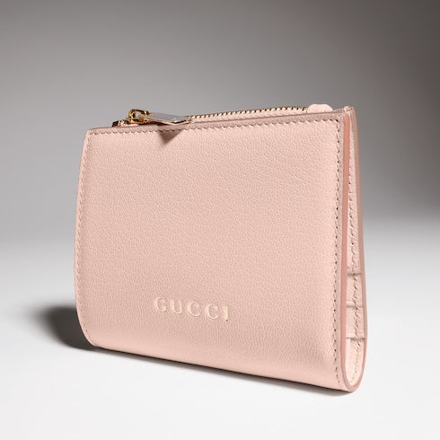 Small wallet with Gucci lettering - light pink leather