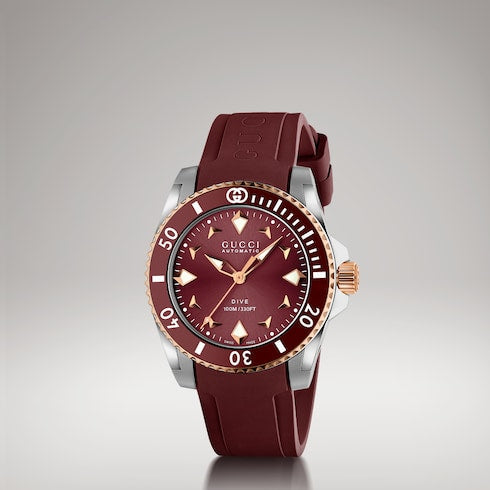 Gucci Dive watch, 36mm - burgundy rubber