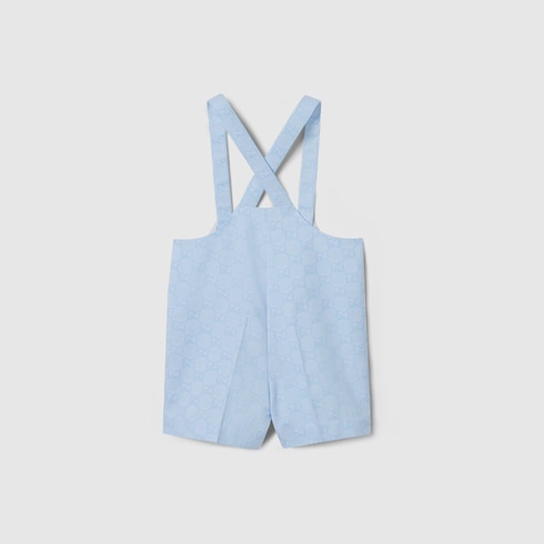 Baby GG cotton jacquard overall - light blue