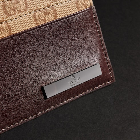 Card case with metal tag - dark brown leather