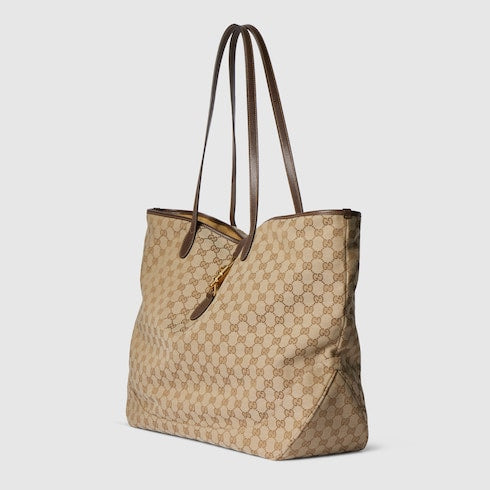 Gucci Jackie large tote bag - sand and brown GG canvas