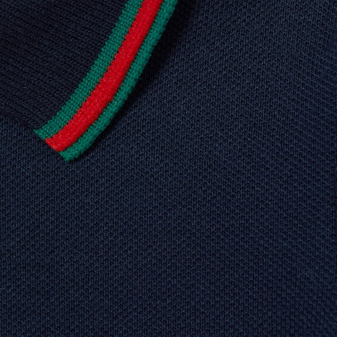 Baby cotton polo shirt with Web - dark blue