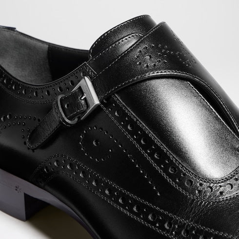 Men's monk strap shoe - black leather