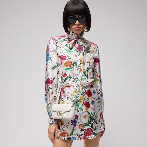 GG Marmont mini shoulder bag - white leather