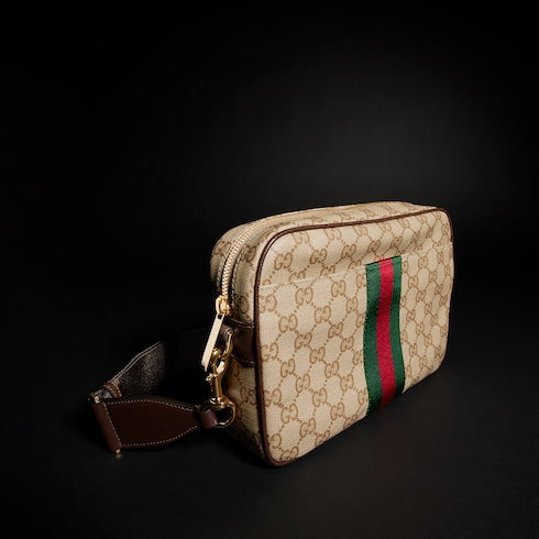 Gucci Essence Classic small crossbody bag - sand and brown GG canvas